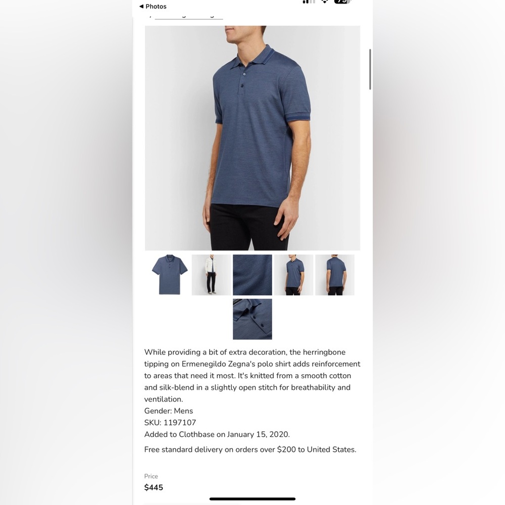 Ermenegildo Zegna Blue Polo Shirt